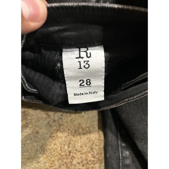 R13 Jeans Women's 28x30 Kate Skinny Reza Black Japan‎ Fabric Distressed - Picture 7 of 10